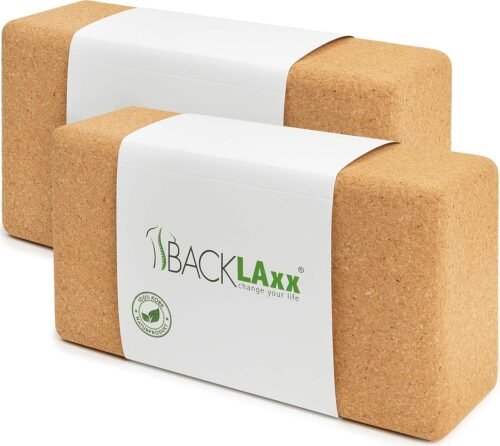 BACKLAxx ® Brique yoga liège – Bloc yoga 100% naturel et durable – Bloc de yoga doux pour la peau et fabriqué écologiquement, vidéos d’application incluses – Yoga Block Brique de Yoga Boudin Yoga
